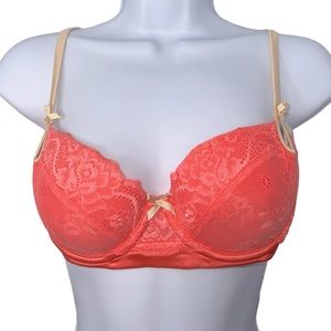 Elle Macpherson Exotic Plume Contour Bra Sugar Coral/Apple Blossom 34B‎ NWT